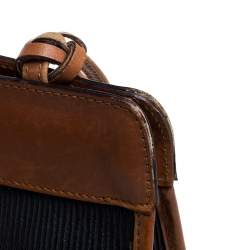 Pre Owned حقيبة كتف سالفاتوري فيراغامو جلد منقوش أسود / بني