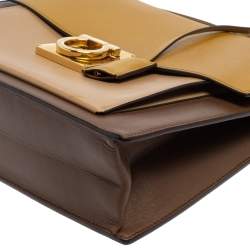 Pre Owned Salvatore Ferragamo Tri Color Leather Marisol Top Handle Bag