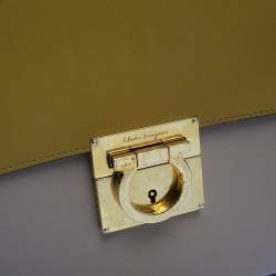 Pre Owned Salvatore Ferragamo Tri Color Leather Marisol Top Handle Bag