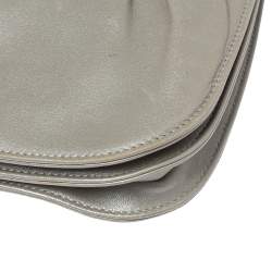 Salvatore Ferragamo Grey Pleated Leather Oversized Clutch