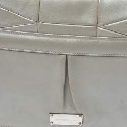 Salvatore Ferragamo Grey Pleated Leather Oversized Clutch