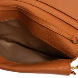 Salvatore Ferragamo Orange Leather Miss Vara Wallet On Chain