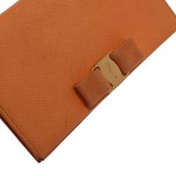 Salvatore Ferragamo Orange Leather Miss Vara Wallet On Chain