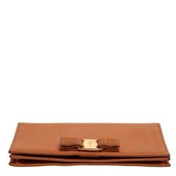 Salvatore Ferragamo Orange Leather Miss Vara Wallet On Chain