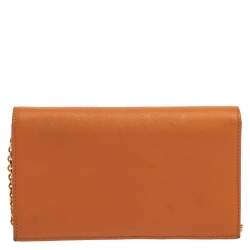 Salvatore Ferragamo Orange Leather Miss Vara Wallet On Chain