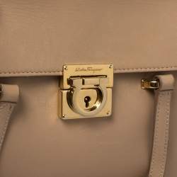 Salvatore Ferragamo Beige Leather Mara Satchel