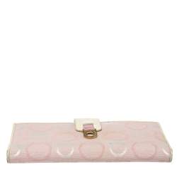 Salvatore Ferragamo Pink/Cream Gancini Canvas and Leather Wallet
