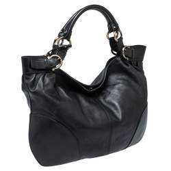 Pre Owned Salvatore Ferragamo Black Leather Tote