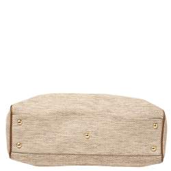 Pre Owned Salvatore Ferragamo Beige/Tan Canvas and Leather Tote