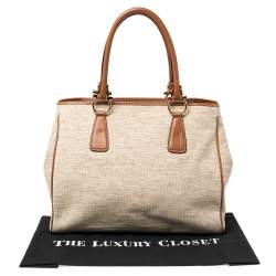 Pre Owned Salvatore Ferragamo Beige/Tan Canvas and Leather Tote