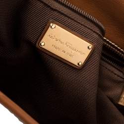 Pre Owned Salvatore Ferragamo Beige/Tan Canvas and Leather Tote