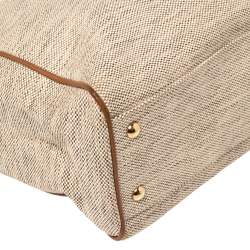 Pre Owned Salvatore Ferragamo Beige/Tan Canvas and Leather Tote