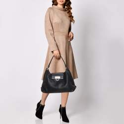 Pre Owned Salvatore Ferragamo Black Leather Fanisa Hobo