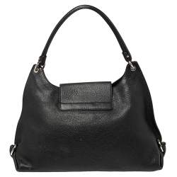 Pre Owned Salvatore Ferragamo Black Leather Fanisa Hobo