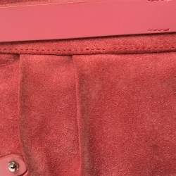 Pre Owned Salvatore Ferragamo Pink Suede And Leather Shoulder Bag