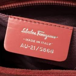 Pre Owned Salvatore Ferragamo Pink Suede And Leather Shoulder Bag