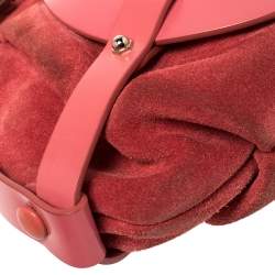 Pre Owned Salvatore Ferragamo Pink Suede And Leather Shoulder Bag
