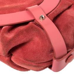 Pre Owned Salvatore Ferragamo Pink Suede And Leather Shoulder Bag