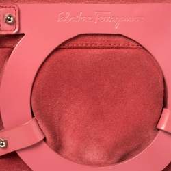 Pre Owned Salvatore Ferragamo Pink Suede And Leather Shoulder Bag