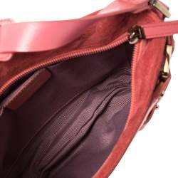 Pre Owned Salvatore Ferragamo Pink Suede And Leather Shoulder Bag