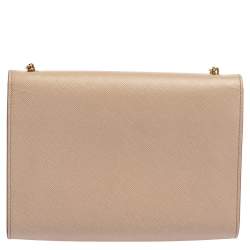 Pre Owned Salvatore Ferragamo Powder Pink Leather Vara Bow Chain Shoulder Bag