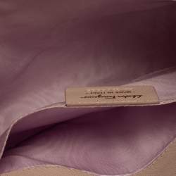 Pre Owned Salvatore Ferragamo Powder Pink Leather Vara Bow Chain Shoulder Bag