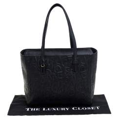 مملوكة مسبقًا حقيبة يد سالفاتوري فيراغامو بوني شوبر جلد مطبوع نقشة شعار الماركة أسود