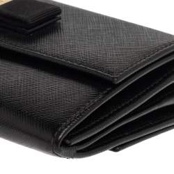 Pre Owned Salvatore Ferragamo Black Leather Vara Bow Double Flap Continental Wallet