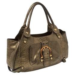 Salvatore Ferragamo Gold Python Shoulder Bag