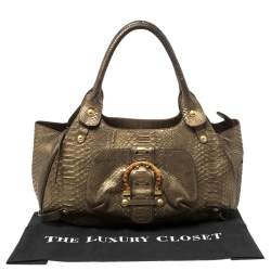 Salvatore Ferragamo Gold Python Shoulder Bag