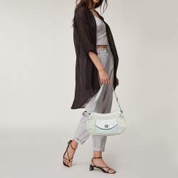 Pre Owned Salvatore Ferragamo Blue Leather and Suede Shoulder Bag