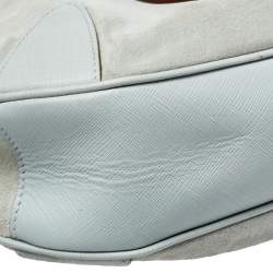 Pre Owned Salvatore Ferragamo Blue Leather and Suede Shoulder Bag