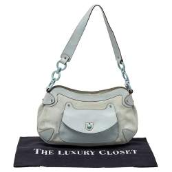 Pre Owned Salvatore Ferragamo Blue Leather and Suede Shoulder Bag