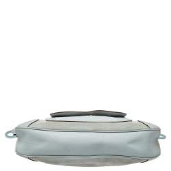 Pre Owned Salvatore Ferragamo Blue Leather and Suede Shoulder Bag