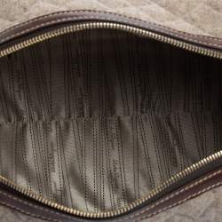 Pre Owned Salvatore Ferragamo Brown/Grey Quilted Wool and Leather Boston Duffle Bag