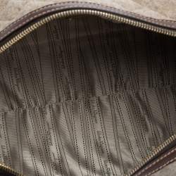 Pre Owned Salvatore Ferragamo Brown/Grey Quilted Wool and Leather Boston Duffle Bag