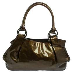 Salvatore Ferragamo Olive Green Patent Leather Shoulder Bag