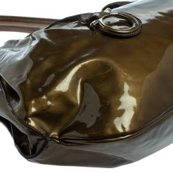 Salvatore Ferragamo Olive Green Patent Leather Shoulder Bag