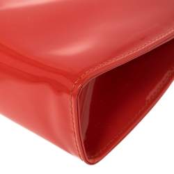 Pre Owned Salvatore Ferragamo Red Patent Vara Bow Chain Clutch