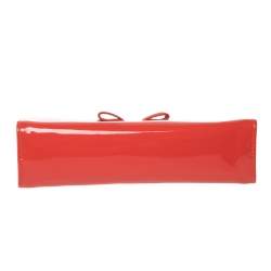 Pre Owned Salvatore Ferragamo Red Patent Vara Bow Chain Clutch