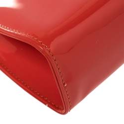 Pre Owned Salvatore Ferragamo Red Patent Vara Bow Chain Clutch