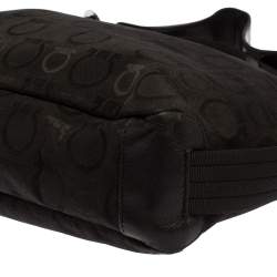 Salvatore Ferragamo Black Monogram Canvas and Leather Hobo