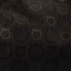 Salvatore Ferragamo Black Monogram Canvas and Leather Hobo