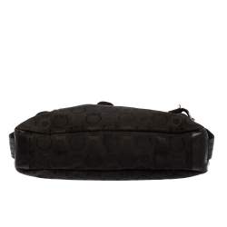Salvatore Ferragamo Black Monogram Canvas and Leather Hobo