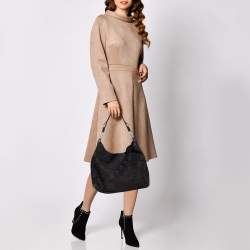 Salvatore Ferragamo Black Monogram Canvas and Leather Hobo
