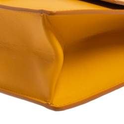 Pre Owned Salvatore Ferragamo Yellow Leather Gancini Clutch