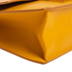 Pre Owned Salvatore Ferragamo Yellow Leather Gancini Clutch