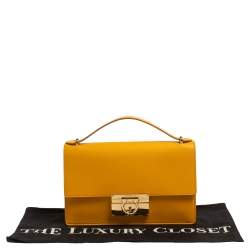 Pre Owned Salvatore Ferragamo Yellow Leather Gancini Clutch