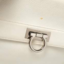 Pre Owned Salvatore Ferragamo White Leather Medium Sofia Top Handle Bag