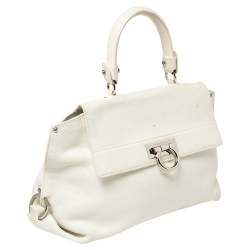 Pre Owned Salvatore Ferragamo White Leather Medium Sofia Top Handle Bag